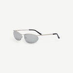 KABE SHOP INC Charlotte cat-eye sunglasses with silver-tone metal frames and dark gray lenses.