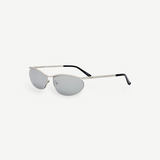 KABE SHOP INC Charlotte cat-eye sunglasses with silver-tone metal frames and dark gray lenses.