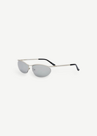 KABE SHOP INC Charlotte cat-eye sunglasses with silver-tone metal frames and dark gray lenses.