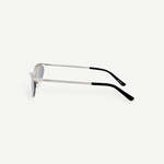 KABE SHOP INC Charlotte cat-eye sunglasses with silver-tone metal frames, dark gray lenses, and logo detailing
