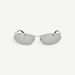KABE SHOP INC Charlotte cat-eye sunglasses with silver-tone metal frames and dark gray lenses.