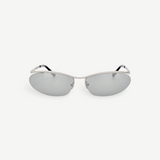 KABE SHOP INC Charlotte cat-eye sunglasses with silver-tone metal frames and dark gray lenses.