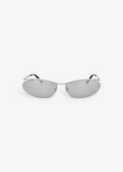 KABE SHOP INC Charlotte cat-eye sunglasses with silver-tone metal frames and dark gray lenses.