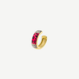 KABE SHOP INC gold ear cuff with pink leopard print enamel and sparkling zirconia stones, no piercing required.