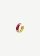 KABE SHOP INC gold ear cuff with pink leopard print enamel and sparkling zirconia stones, no piercing required.