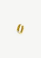 KABE SHOP INC yellow rectangular hoop earring with leopard print enamel and sparkling zirconia accents