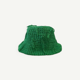KABE SHOP INC handcrafted green crochet bucket hat with fringe details for sun protection.
