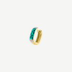 KABE SHOP INC single rectangular hoop earring in gold with turquoise leopard print enamel and zirconia accents