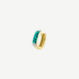 KABE SHOP INC single rectangular hoop earring in gold with turquoise leopard print enamel and zirconia accents