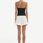 KABE SHOP INC Charlie Rolled Short in white cotton with a drawstring waistband, back view on a model.
