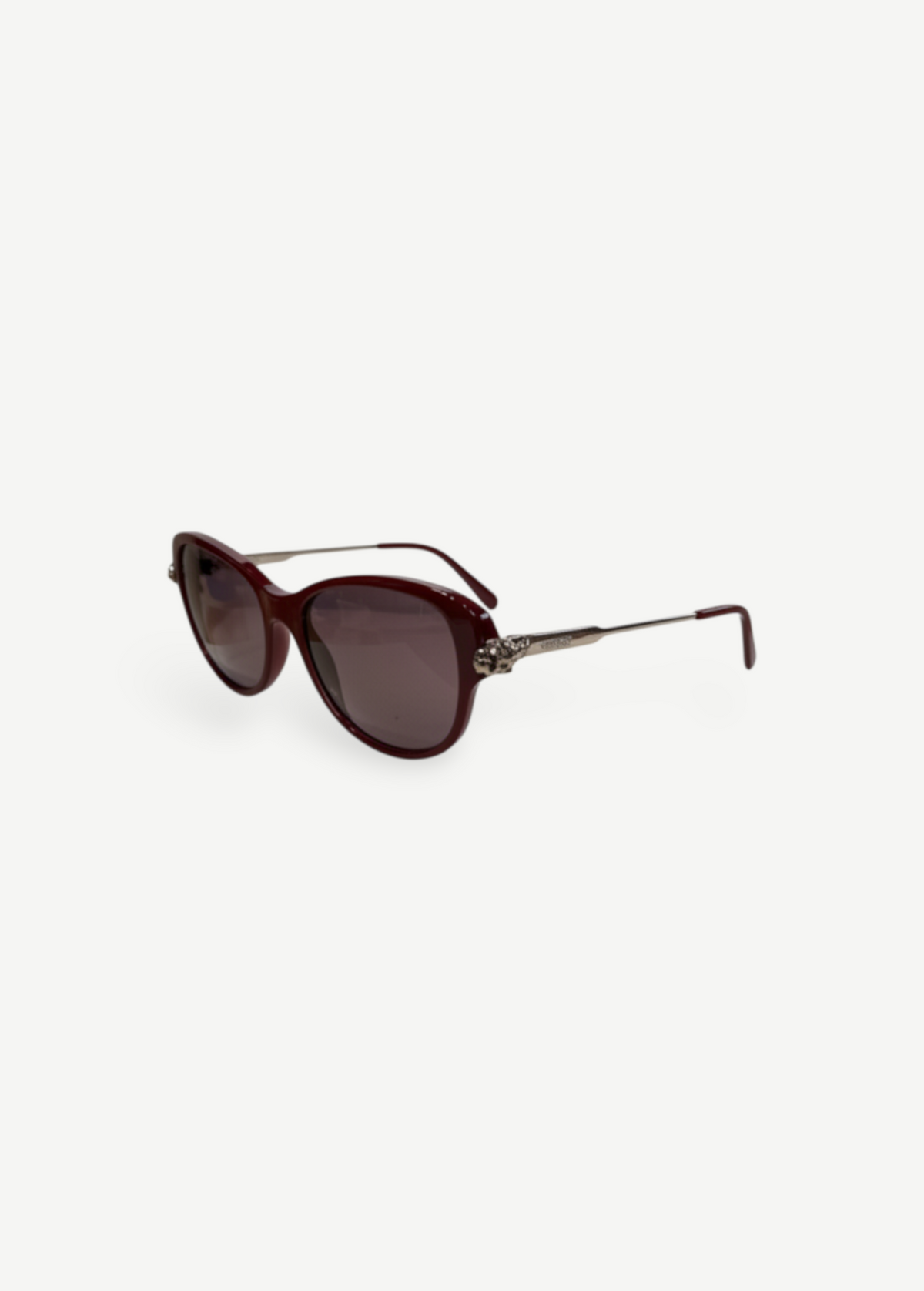 KABE SHOP INC Cartier sunglasses with deep burgundy frames and silver metal temples featuring panther detail