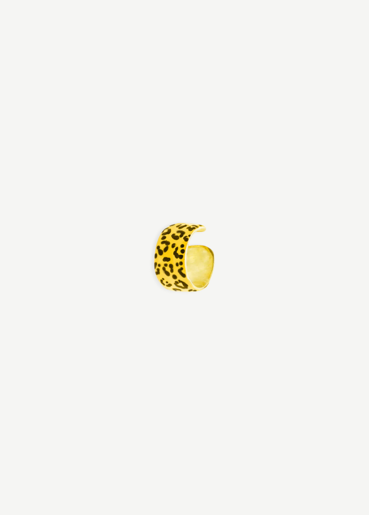 KABE SHOP INC Fascia Grande Jungle ear cuff with yellow and black leopard print hand-enamelled sculptural design