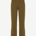KABE SHOP INC Malaika pants in olive green with a straight-leg silhouette and white side stripe detail.