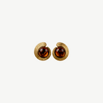 KABE SHOP INC tortoise stone earrings with a gold-plated sculptural frame and vintage-inspired design.