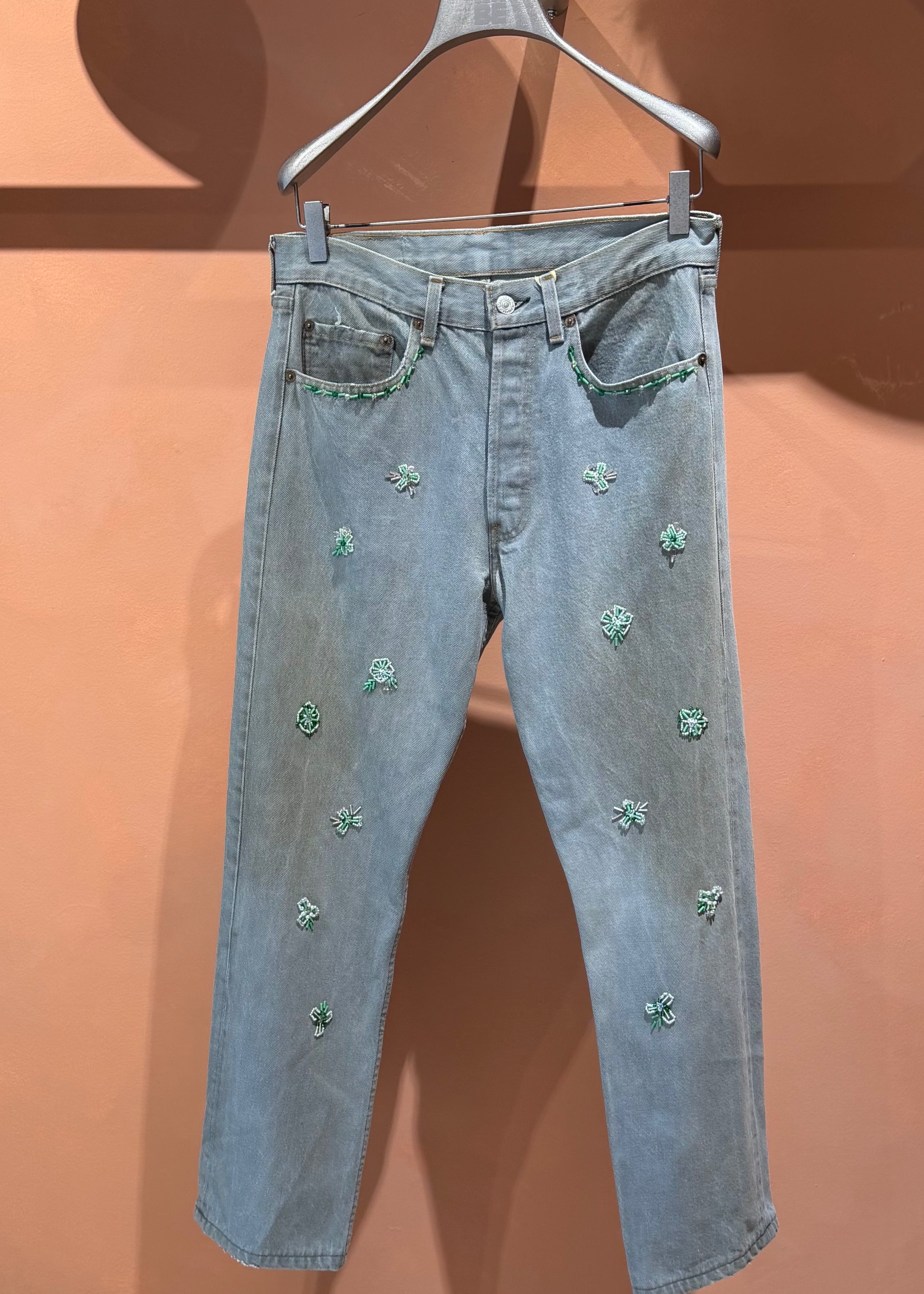 Jeans With Flower Embroidery