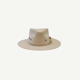 KABE SHOP INC Wool Stones Hat in cream felt with a decorative beaded band and wide brim for sun protection.