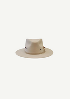 KABE SHOP INC Wool Stones Hat in cream felt with a decorative beaded band and wide brim for sun protection.