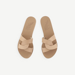 KABE SHOP INC Desmos sandals in beige leather featuring an elegant interlocking strap design and flat sole