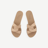 KABE SHOP INC Desmos sandals in beige leather featuring an elegant interlocking strap design and flat sole