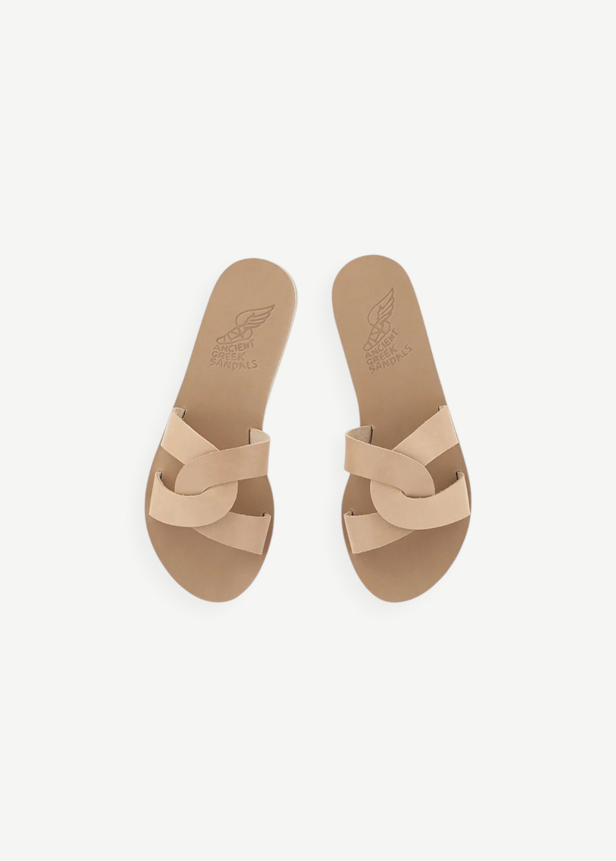 KABE SHOP INC Desmos sandals in beige leather featuring an elegant interlocking strap design and flat sole