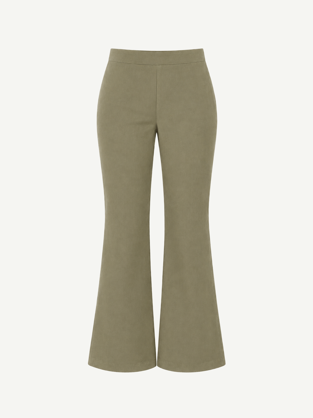 Olive green, high-waisted Sage Pants featuring refined tailoring and a wide-leg silhouette.