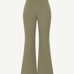 Olive green, high-waisted Sage Pants featuring refined tailoring and a wide-leg silhouette.
