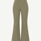 Olive green, high-waisted Sage Pants featuring refined tailoring and a wide-leg silhouette.