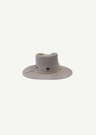 KABE SHOP INC Wool Stones Hat in light grey with a decorative beaded band and wide brim for sun protection.