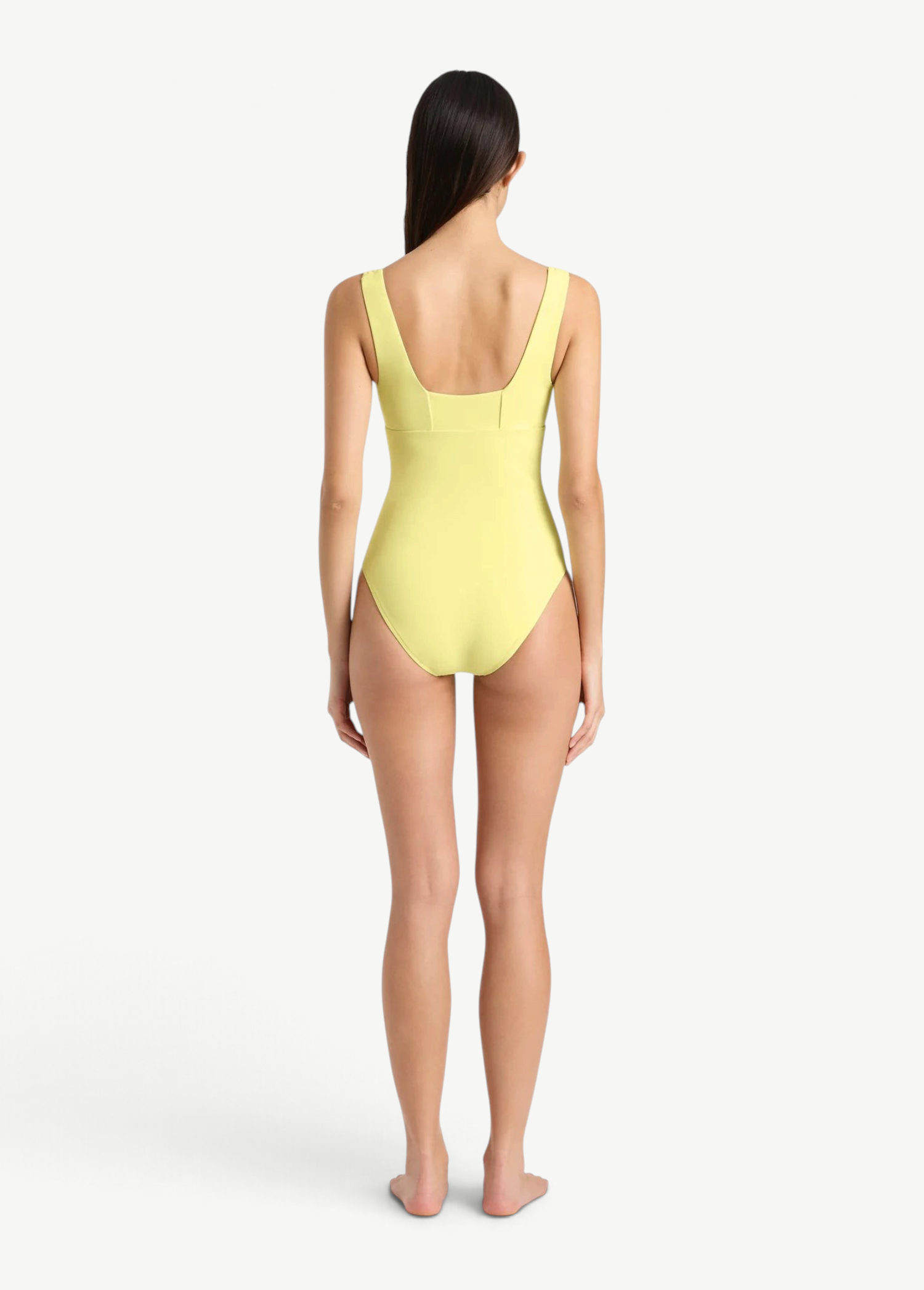 KABE SHOP INC Lois One Piece swimsuit in pale yellow with a square neckline and sculpting back view