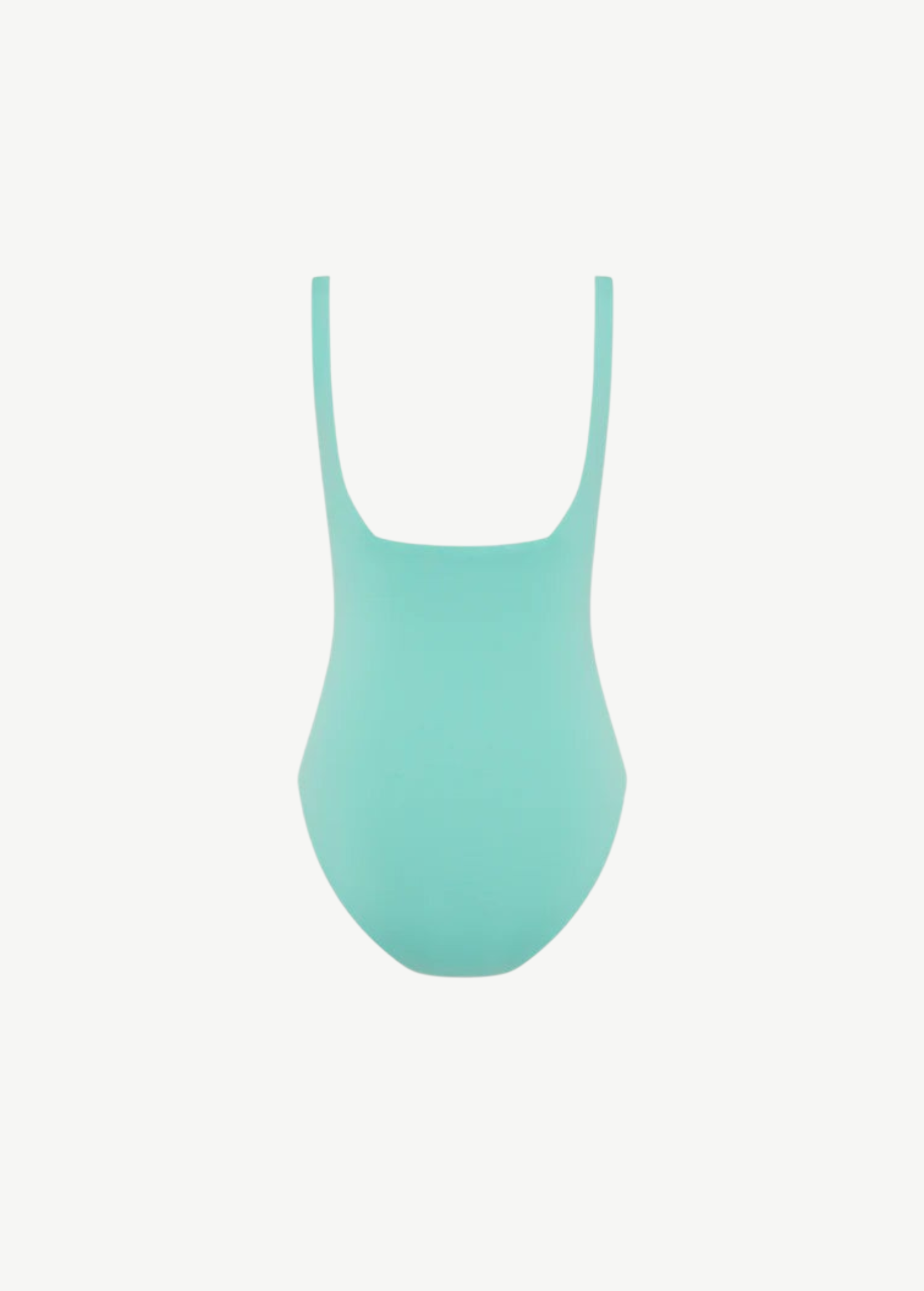 The Margot One Piece Swimwear is a luxurious swimsuit in plain light turquoise, featuring thick shoulder straps and crafted from soft Embodee fabric, displayed on a white background.