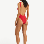 KABE SHOP INC Mara red one-piece swimsuit with a low scoop back and wide straps worn by a model