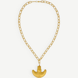KABE SHOP INC Wanpu necklace featuring a gold anthropomorphic pendant on a thick chain inspired by Tayrona artistry.