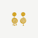 KABE SHOP INC Wixa gold-toned sculptural spiral earrings with dangling bead accents and an elegant fluid design.