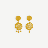 KABE SHOP INC Wixa gold-toned sculptural spiral earrings with dangling bead accents and an elegant fluid design.