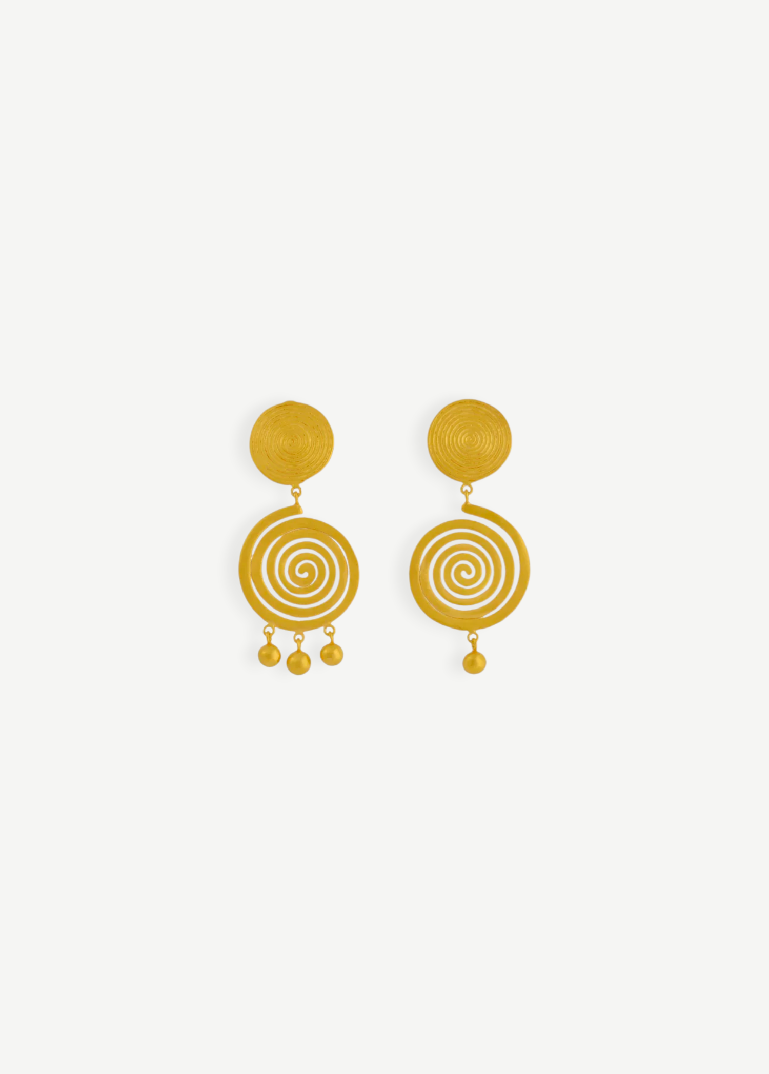 KABE SHOP INC Wixa gold-toned sculptural spiral earrings with dangling bead accents and an elegant fluid design.