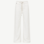 KABE SHOP INC Cool Jean in white denim with a relaxed wide-leg fit and adjustable drawstring waist