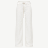 KABE SHOP INC Cool Jean in white denim with a relaxed wide-leg fit and adjustable drawstring waist