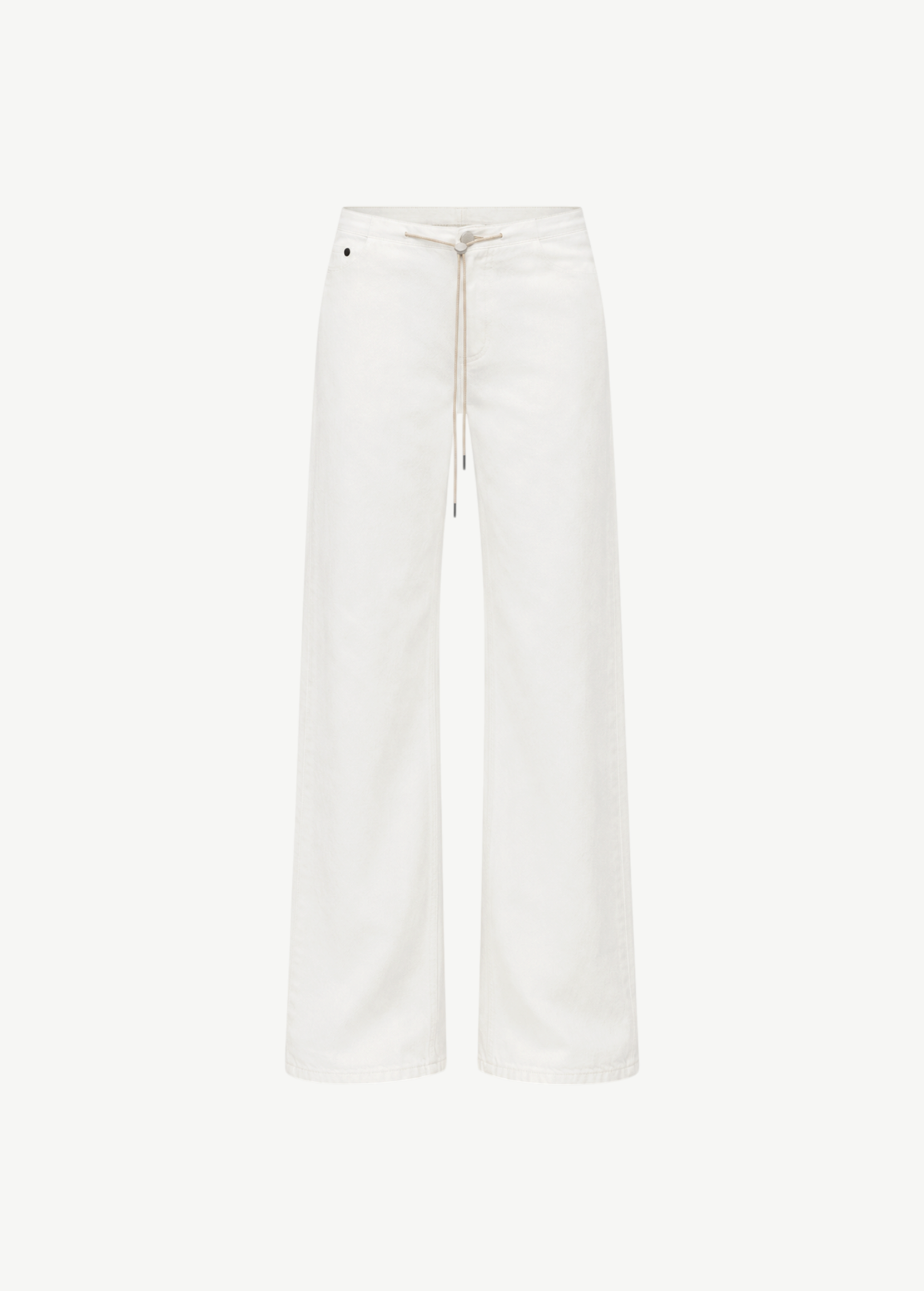 KABE SHOP INC Cool Jean in white denim with a relaxed wide-leg fit and adjustable drawstring waist