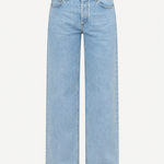 KABE SHOP INC Everyday Jeans in light wash blue denim with a relaxed straight-leg fit on a plain background