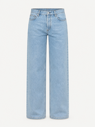 KABE SHOP INC Everyday Jeans in light wash blue denim with a relaxed straight-leg fit on a plain background