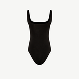 KABE SHOP INC Dasne black bodysuit featuring a square neckline and sleek, stretchy contemporary silhouette.