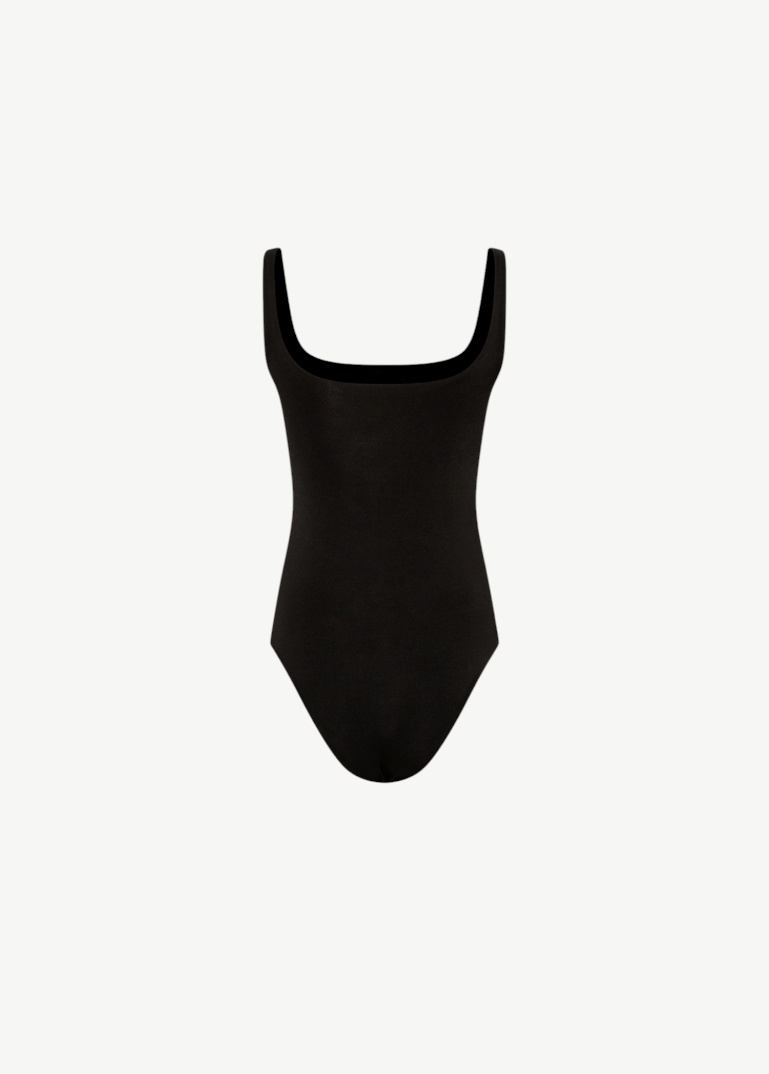 KABE SHOP INC Dasne black bodysuit featuring a square neckline and sleek, stretchy contemporary silhouette.