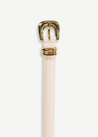 KABE SHOP INC Altura belt in cream Italian calfskin with a polished gold curved buckle and metallic loops.