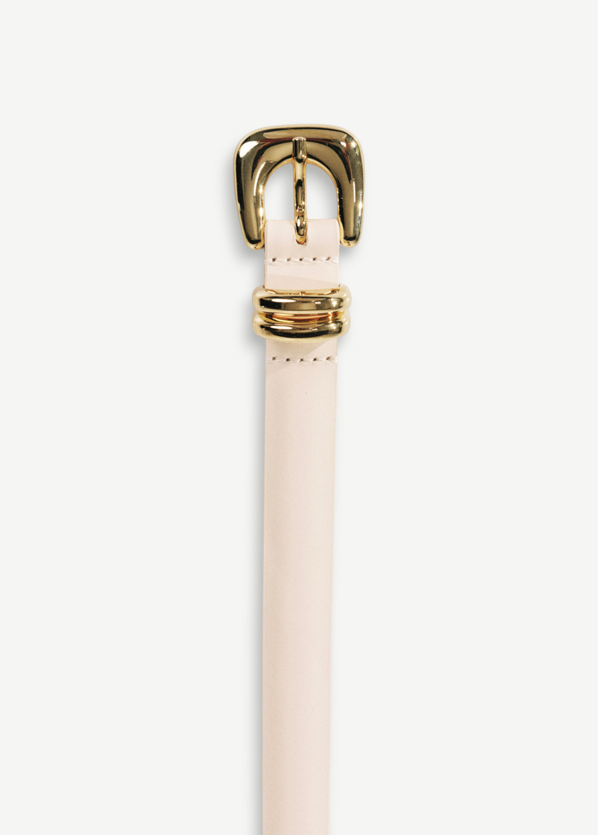 KABE SHOP INC Altura belt in cream Italian calfskin with a polished gold curved buckle and metallic loops.