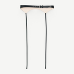 KABE SHOP INC Laisse garter belt in black Italian calfskin with silver hardware and a refined, sculpted silhouette.