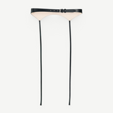 KABE SHOP INC Laisse garter belt in black Italian calfskin with silver hardware and a refined, sculpted silhouette.