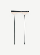 KABE SHOP INC Laisse garter belt in black Italian calfskin with silver hardware and a refined, sculpted silhouette.