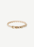 KABE SHOP INC Revenge belt in beige Italian calfskin suede with silver grommets and ring hardware details.