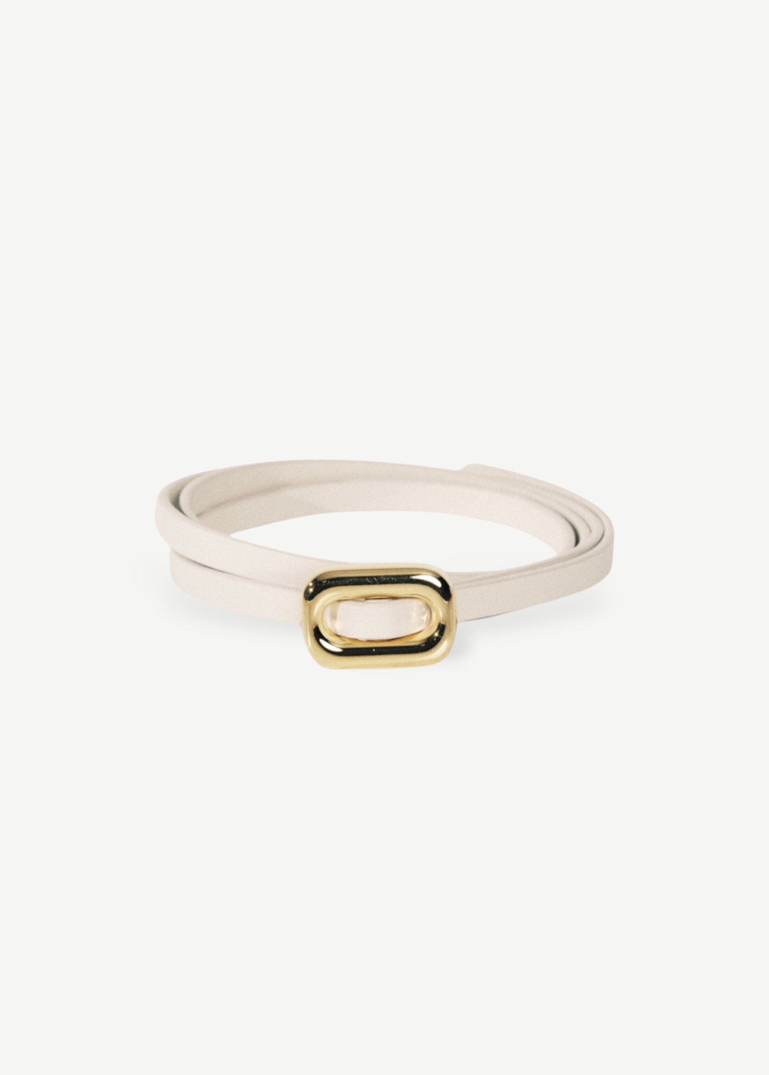 KABE SHOP INC Ventura belt in white Italian calfskin with a polished 24K gold-plated squared slide buckle.