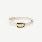 KABE SHOP INC Ventura belt in white Italian calfskin with a polished 24K gold-plated squared slide buckle.